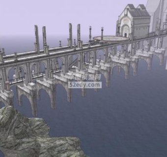 室外欧式走廊su模型下载_sketchup草图大师SKP模型