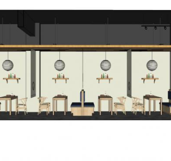日式餐厅室内SU模型下载_sketchup草图大师SKP模型