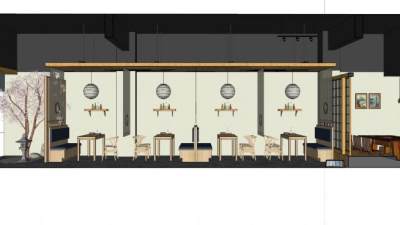 日式餐厅室内SU模型下载_sketchup草图大师SKP模型