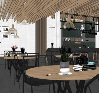 北欧奶茶店SU模型下载_sketchup草图大师SKP模型