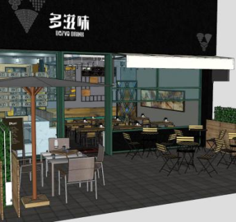 多滋味奶茶店SU模型下载_sketchup草图大师SKP模型
