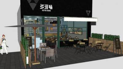 多滋味奶茶店SU模型下载_sketchup草图大师SKP模型