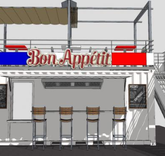 工业风奶茶店SU模型下载_sketchup草图大师SKP模型