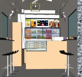 现代奶茶饮品店SU模型下载_sketchup草图大师SKP模型