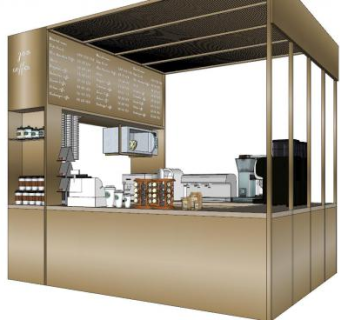 现代奶茶店工作平台SU模型下载_sketchup草图大师SKP模型