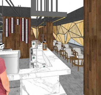 现代时尚奶茶店室内SU模型下载_sketchup草图大师SKP模型