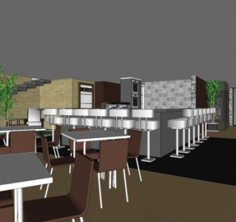 简约现代奶茶店SU模型下载_sketchup草图大师SKP模型