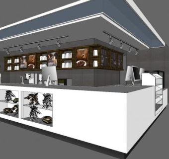 现代奶茶转角操作台SU模型下载_sketchup草图大师SKP模型