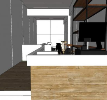 现代奶茶店布置SU模型下载_sketchup草图大师SKP模型