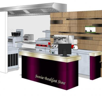 现代奶茶店前台厨房SU模型下载_sketchup草图大师SKP模型