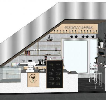 简约奶茶店SU模型下载_sketchup草图大师SKP模型