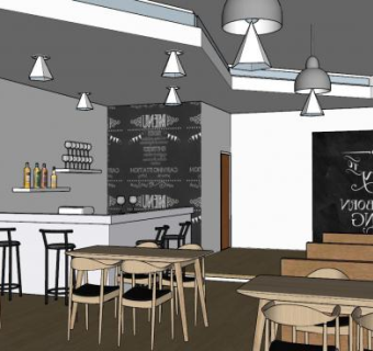 北欧装修奶茶店SU模型下载_sketchup草图大师SKP模型