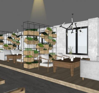 现代北欧风奶茶店SU模型下载_sketchup草图大师SKP模型