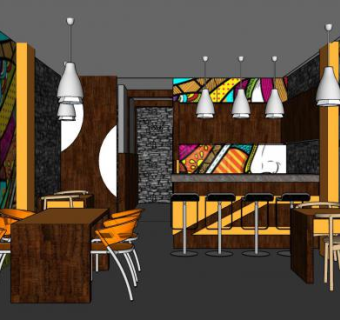 后现代奶茶店SU模型下载_sketchup草图大师SKP模型