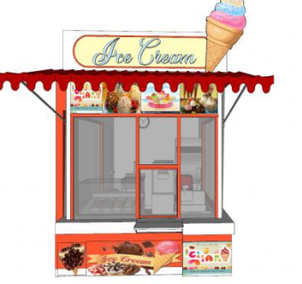 现代冰淇淋店设计sketchup模型下载_sketchup草图大师SKP模型