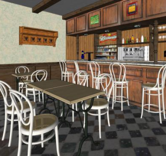 美式奶茶店SU模型下载_sketchup草图大师SKP模型