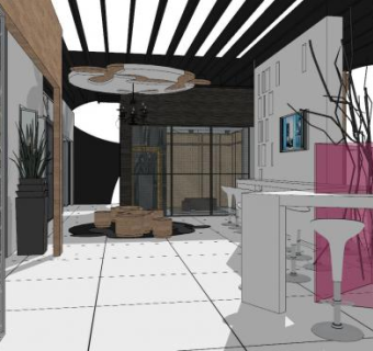 现代奶茶店设计sketchup模型下载_sketchup草图大师SKP模型