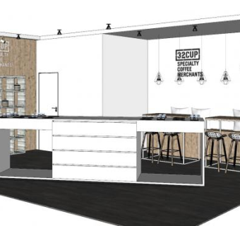 北欧简约奶茶店SU模型下载_sketchup草图大师SKP模型