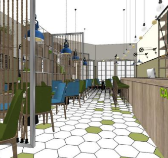 工业风甜品奶茶店SU模型下载_sketchup草图大师SKP模型