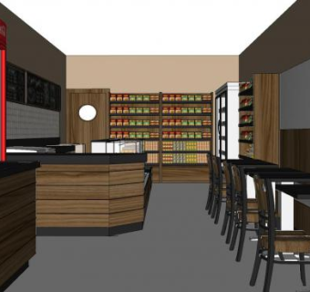 复古装修饮品店SU模型下载_sketchup草图大师SKP模型
