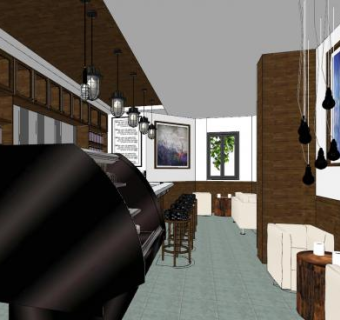 简欧奶茶店室内sketchup模型下载_sketchup草图大师SKP模型