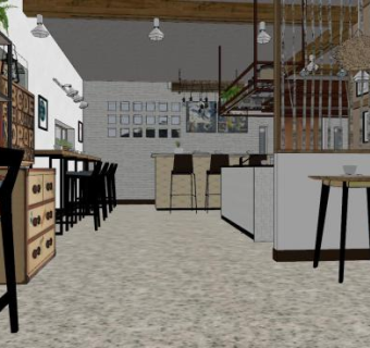 现代咖啡厅室内sketchup模型下载_sketchup草图大师SKP模型