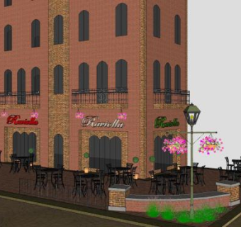 古典建筑咖啡店SU模型下载_sketchup草图大师SKP模型