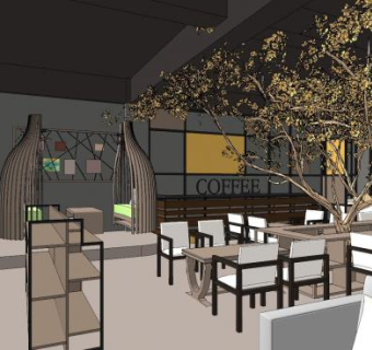 现代简约咖啡厅sketchup模型下载_sketchup草图大师SKP模型