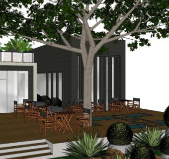 现代绿植咖啡店SU模型下载_sketchup草图大师SKP模型