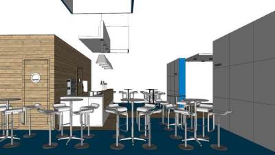 现代极简咖啡店SU模型下载_sketchup草图大师SKP模型