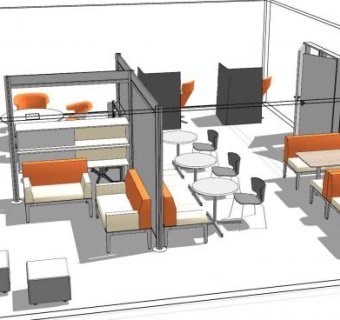 现代咖啡厅家具SU模型下载_sketchup草图大师SKP模型