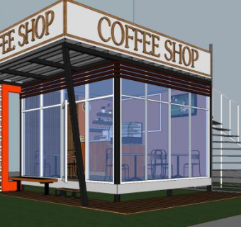 现代建筑咖啡店sketchup模型下载_sketchup草图大师SKP模型