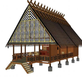 东南亚主题餐厅SU模型下载_sketchup草图大师SKP模型