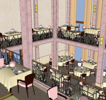 欧式火锅店SU模型下载_sketchup草图大师SKP模型
