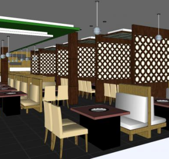 现代风格火锅店SU模型下载_sketchup草图大师SKP模型