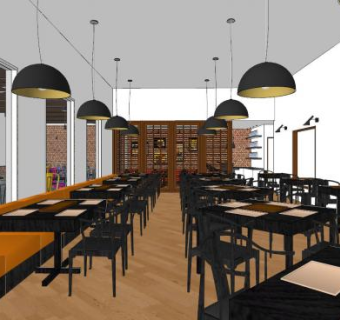 新中式火锅店室内SU模型下载_sketchup草图大师SKP模型