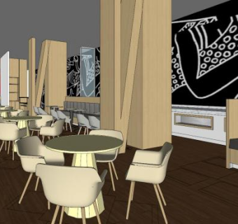 现代装修主题餐厅SU模型下载_sketchup草图大师SKP模型