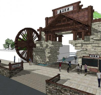 入口景观su模型下载_sketchup草图大师SKP模型