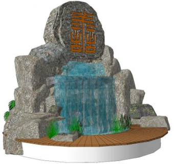 圆形假山水池su模型下载_sketchup草图大师SKP模型