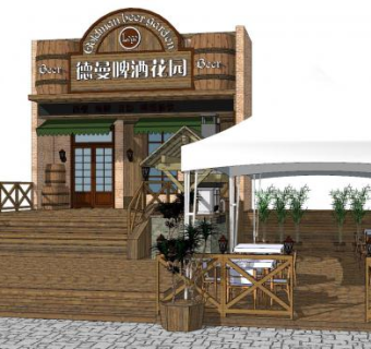 德曼啤酒花园SU模型下载_sketchup草图大师SKP模型