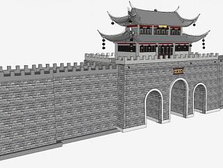 古建城墙su模型下载_sketchup草图大师SKP模型