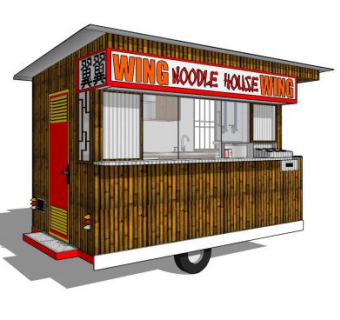 现代面馆快餐车SU模型下载_sketchup草图大师SKP模型