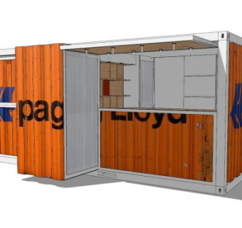 工业风集装箱快餐店sketchup模型下载_sketchup草图大师SKP模型