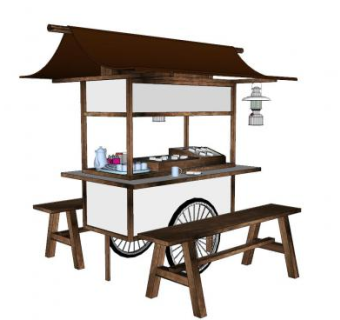 中式快餐车SU模型下载_sketchup草图大师SKP模型