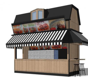 章鱼小丸子快餐店SU模型下载_sketchup草图大师SKP模型
