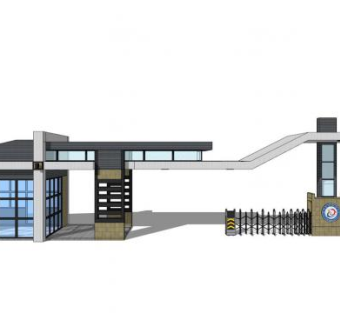 小学校门su模型下载_sketchup草图大师SKP模型