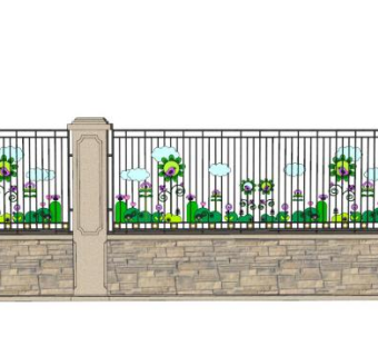 幼儿园栏杆su模型下载_sketchup草图大师SKP模型