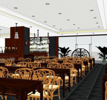 新中式快餐店SU模型下载_sketchup草图大师SKP模型