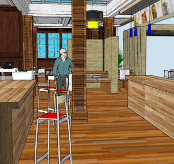 中式饮品快餐店SU模型下载_sketchup草图大师SKP模型