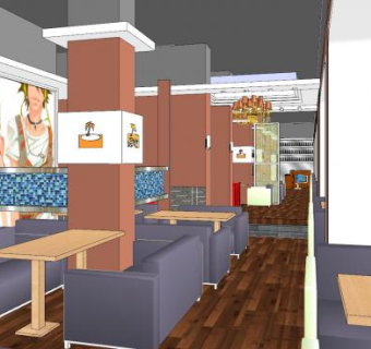 现代简约快餐店SU模型下载_sketchup草图大师SKP模型